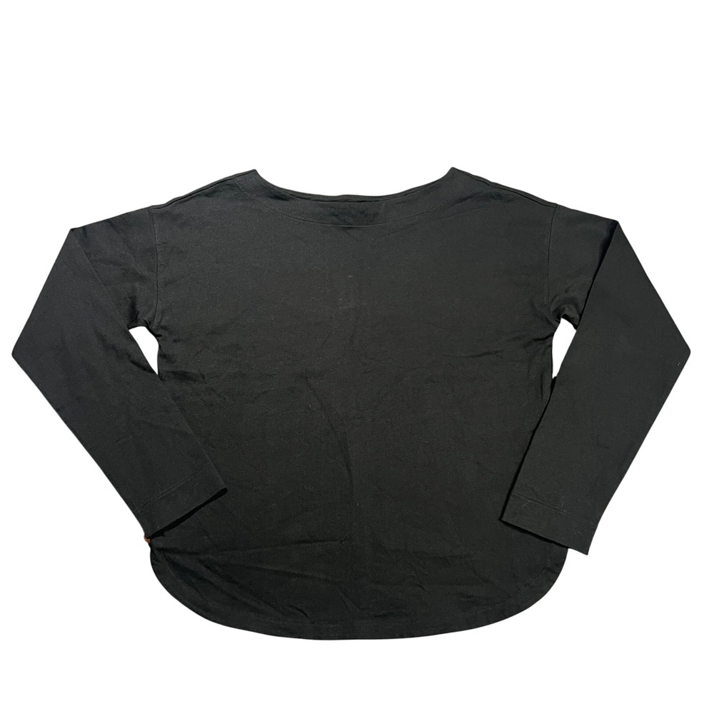 Lauren Ralph Lauren Women's Medium Black Cotton Boat Neck Long Sleeve Top Shirt‎